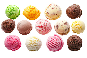 Variety of delicious ice cream scoops displayed together for sweet indulgence