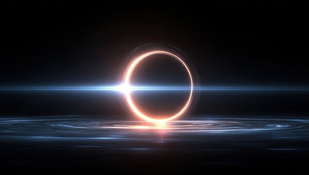 Abstract glowing circle over water
