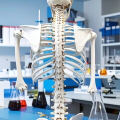 Anatomical skeleton in a laboratory setting