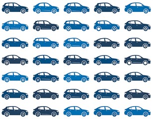 Rows of stylized car silhouettes