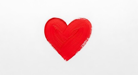 Obraz premium Red heart painted with brush strokes isolated on white background