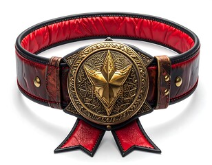 Ornate leather belt with a decorative buckle