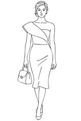 Elegant Woman in One-Shoulder Dress