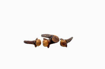 Isolated Whole Dried Cloves Spice Buds on White