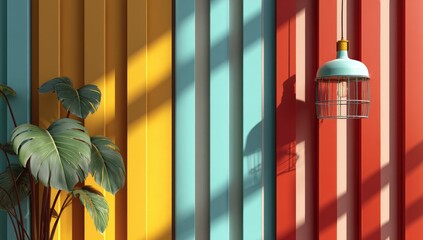 Colorful, sunlit interior scene