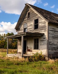 Abandoned farmhouse on a sunny day