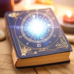 Ancient book with celestial symbols