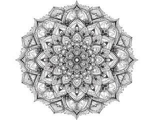 Intricate black and white mandala