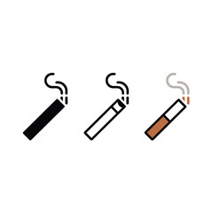 Cigarette Icons with Smoke tobacco
