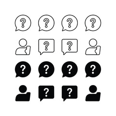 Question Mark and User Icons Set help support