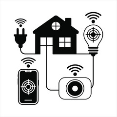 Smart Home System Connected Devices Iconography house