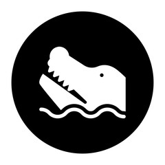black and white illustration of crocodile icon