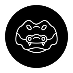 black and white illustration of crocodile icon