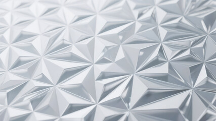 Abstract geometric pattern with metallic silver triangular facets creating a three-dimensional texture
