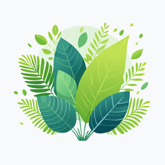 Vibrant Green Tropical Leaves Illustration