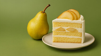 洋ナシのショートケーキ｜秋のフルーツケーキ/Pear Shortcake｜Autumn Fruit Cake Generative AI