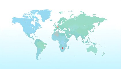 World map with locations marked