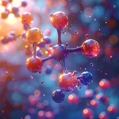 Colorful molecular structure. Bokeh background