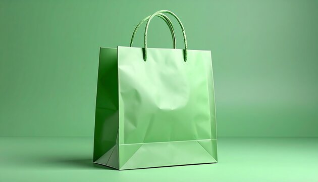 Vibrant green shopping bag against a solid green background