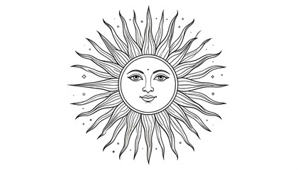 Ornate sun graphic with face