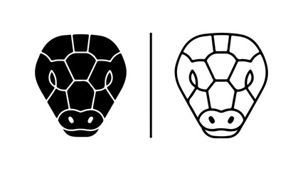 Obraz premium Stylized Snake Head Icons in Solid and Outline Styles.