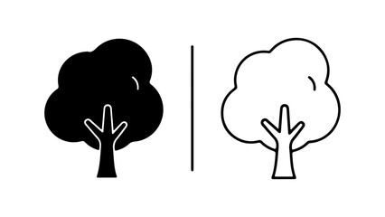 Tree icons representing nature and environment in black and white.