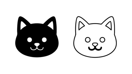 Two adorable cat faces in black and white simple design.