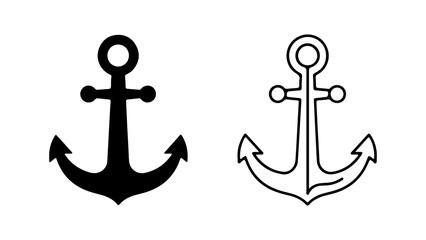 Two anchor illustrations in black and white nautical design. © Adobe