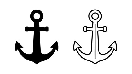 Two Black and White Anchors Nautical Symbols Simple Design.