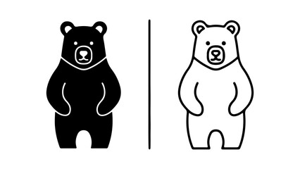 Two black and white bear illustrations focused on the bear shapes and outlines.