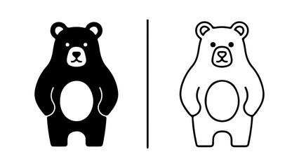 Two black and white bear illustrations simple and cute 1.