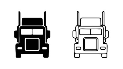 Two black and white truck illustrations front view focused on the design of the trucks simple and clean vector graphics.
