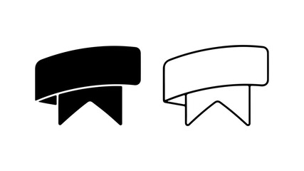 Fototapeta premium Two bookmark ribbon icons one solid black and one outlined representing saving content.