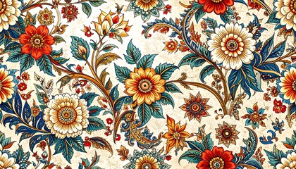 Intricate floral pattern on cream background