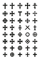 Stylized Cross Icon Set Vector
