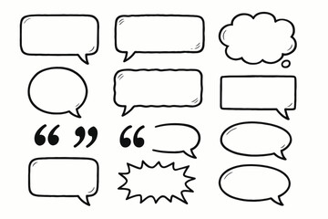 Obraz premium Vector Hand-Drawn Doodle Speech Bubbles Set 