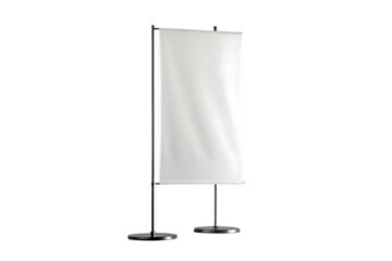 Blank White Banner on Stand features generate cutout PNG isolated on a transparent background