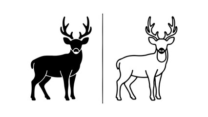 Two Deer Silhouettes One Black One White Outline.