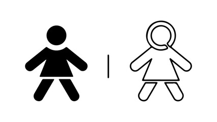 Two female figures one black and one white simple line art style gender representation human figures illustration graphic design.