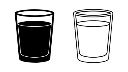 Two Glasses One Filled with Dark Liquid One Empty Outline.