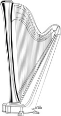 Elegant Wooden Harp with Intricate String Details