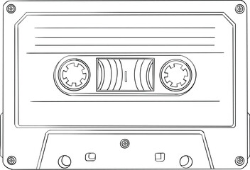 Detailed Retro Audio Cassette Tape Drawing