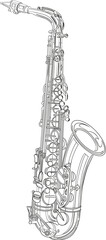 Detailed Saxophone with Curved Bell and Keywork Design
