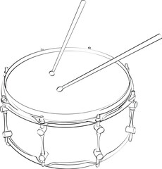 Realistic Snare Drum with Drumsticks for Music and Performance Themes