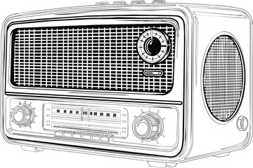 Classic Vintage Radio with Knobs and Speaker Detail
