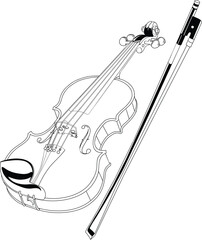 Classic Wooden Violin with Bow and Detailed Acoustic Features