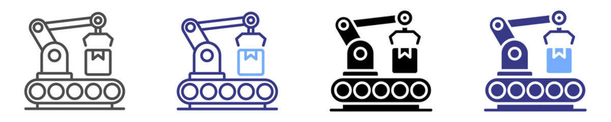 robotic arm icon set multiple style