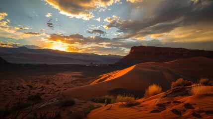 Colorful Sky Landscapes: Morning Sunrise Clouds, Evening Dusk Hills & Red/Orange Sunset Desert Beauty