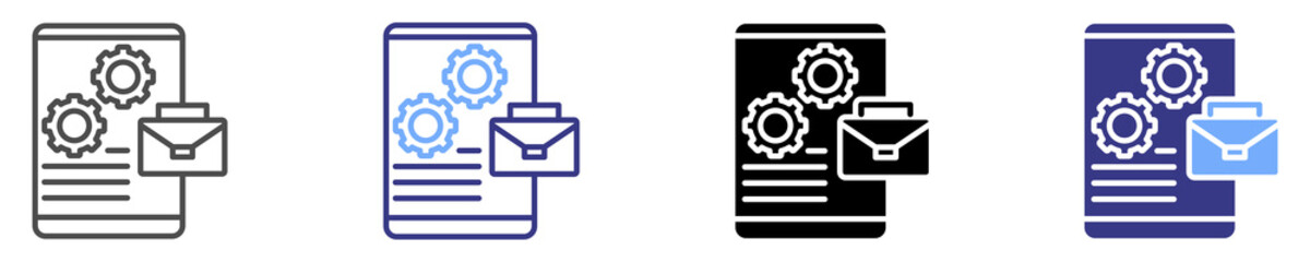 mobile work icon set multiple style