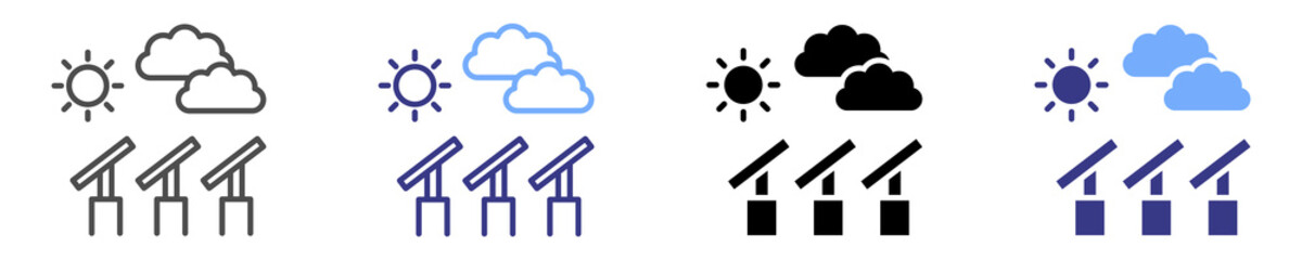 solar field icon set multiple style